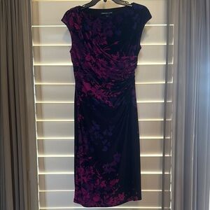 American Living Purple and Pink Ruched Sheath Midi Dress Size 6